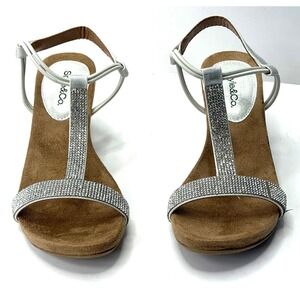 Style & Co Women's Mulan Embellished Wedge Sandals Powder Size 5.5M NWT/BOX